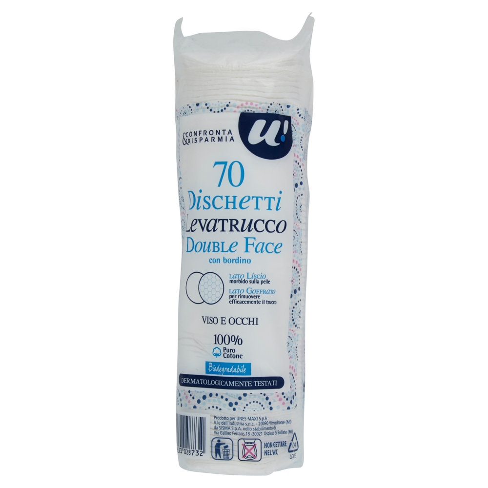 70 DISCHETTI LEVATRUCCO DOUBLE FACE VISO E OCCHI 100% PURO COTONE U! Confronta & Risparmia